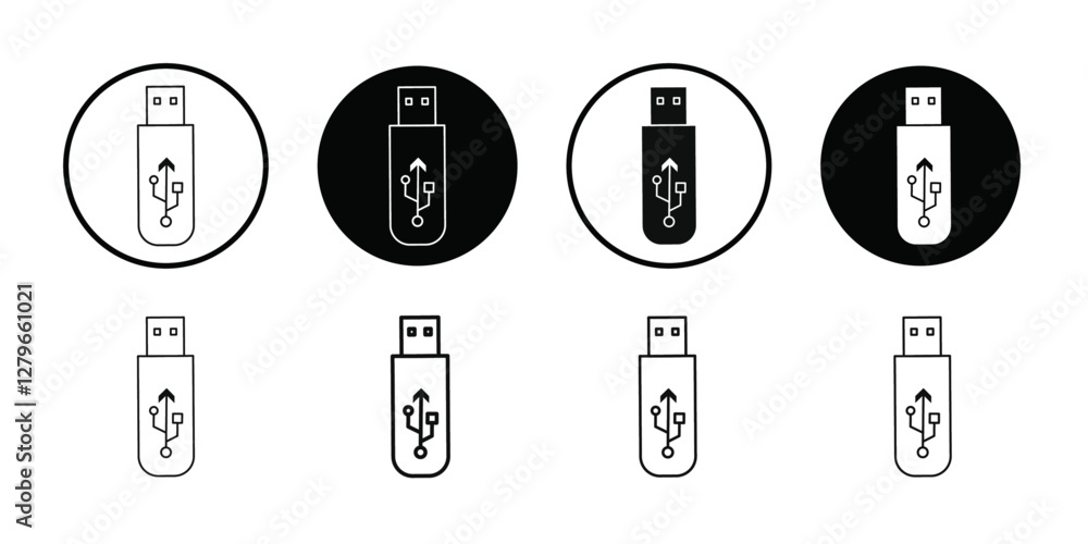 Usb stick icon Thin line flat illustration Usb stick icon Thin line flat illustration