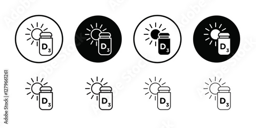 Vitamin D3 icon Thin line flat illustration