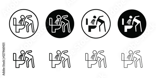 vomiting in bathroom icon Thin line flat illustration