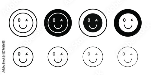 Winking eye icon Thin line flat illustration