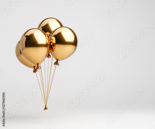 Glänzende goldene Ballons auf sanftem Hintergrund für festliche Anlässe.

