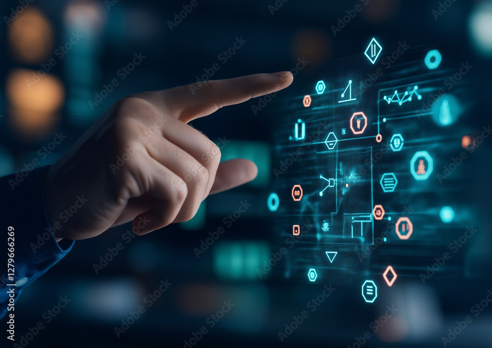 Digitale Interaktion mit futuristischem Touchscreen
Digitale Interaktion mit futuristischem Touchscreen