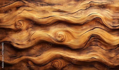 Wallpaper Mural Wavy wood grain creates abstract patterns, showcasing knots and wood texture, suitable for backgrounds and design elements Torontodigital.ca