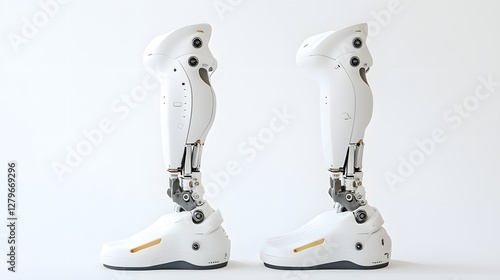 A futuristic concept of hydraulic powered prosthetics designed to enhance human mobility and accessibility showcasing advanced technology and engineering for disability assistance and rehabilitation photo