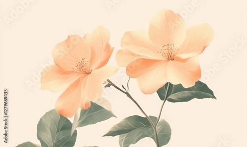 Minimalist flower illustration in soft colors, symbolizing elegance, beauty, and simplicity.