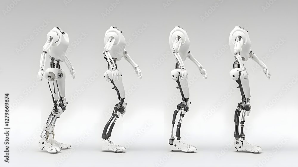 Fototapeta premium A photo of a futuristic concept of hydraulic powered prosthetics that enhance human mobility and assistance for those with disabilities or in need of rehabilitation The prosthetics feature a sleek