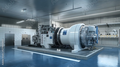 Wallpaper Mural A powerful hydraulic turbine generating clean renewable electricity in a modern hydroelectric power plant Torontodigital.ca