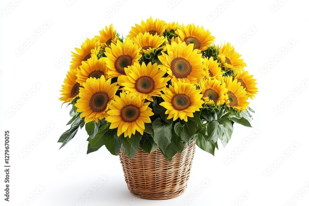 Obraz premium Elegant sunflower arrangement in a table vase indoors Room for text