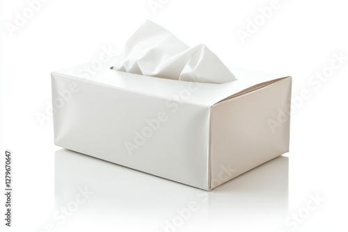 Empty white tissue box mock up with a blank label for packaging backgrounds