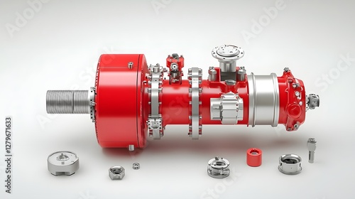 Detailed view of an intricate hydraulic torque converter coupling system