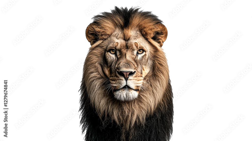 Stunning lion portrait with a rich mane Stunning lion portrait with a rich mane