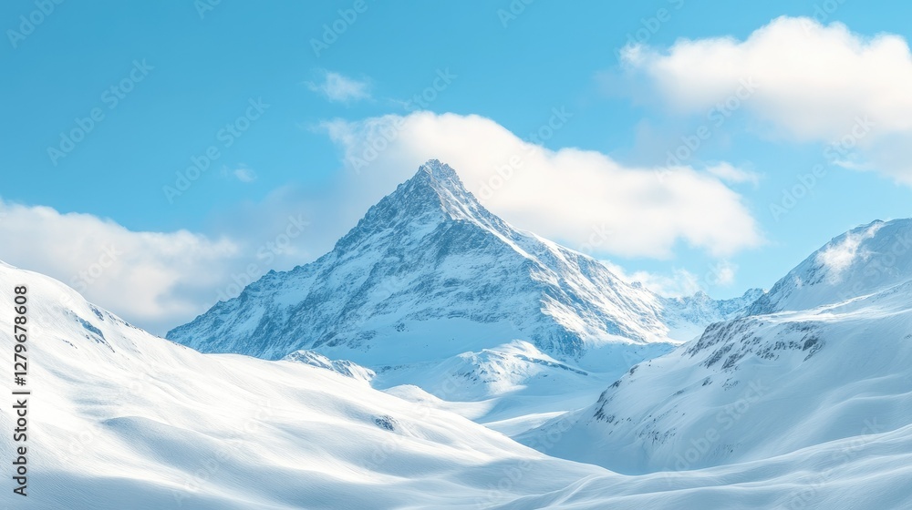 Obraz premium The soft morning glow in Zermatt, casting long shadows over the Swiss Alps as the sky turns into a radiant blue