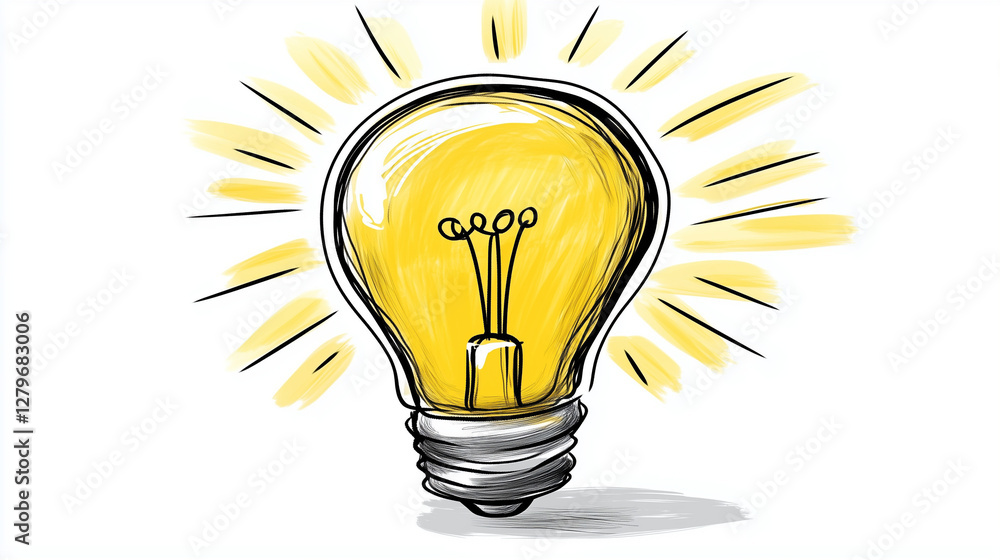 Title:
Hand-drawn light bulb illustration representing creative ideas. Innovation concept Title:
Hand-drawn light bulb illustration representing creative ideas. Innovation concept