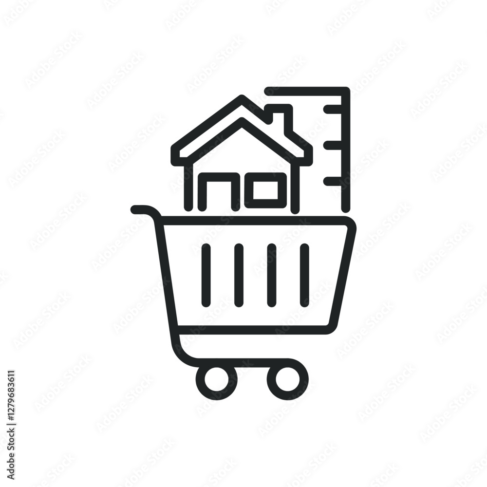 Real estate shop thin line icons. Editable stroke and Perfect pixel on transparent background Real estate shop thin line icons. Editable stroke and Perfect pixel on transparent background