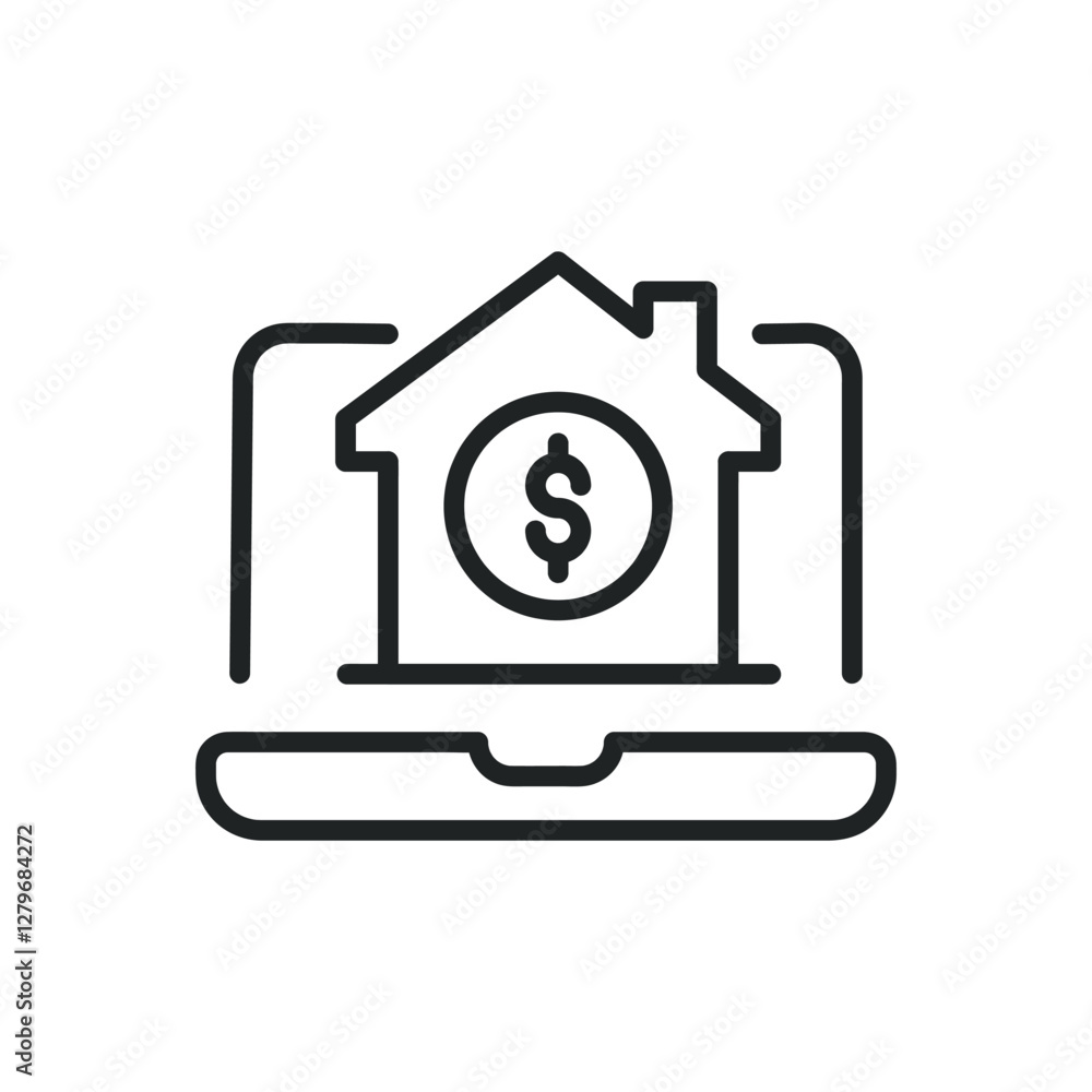 Home for sell thin line icons. Editable stroke and Perfect pixel on transparent background Home for sell thin line icons. Editable stroke and Perfect pixel on transparent background