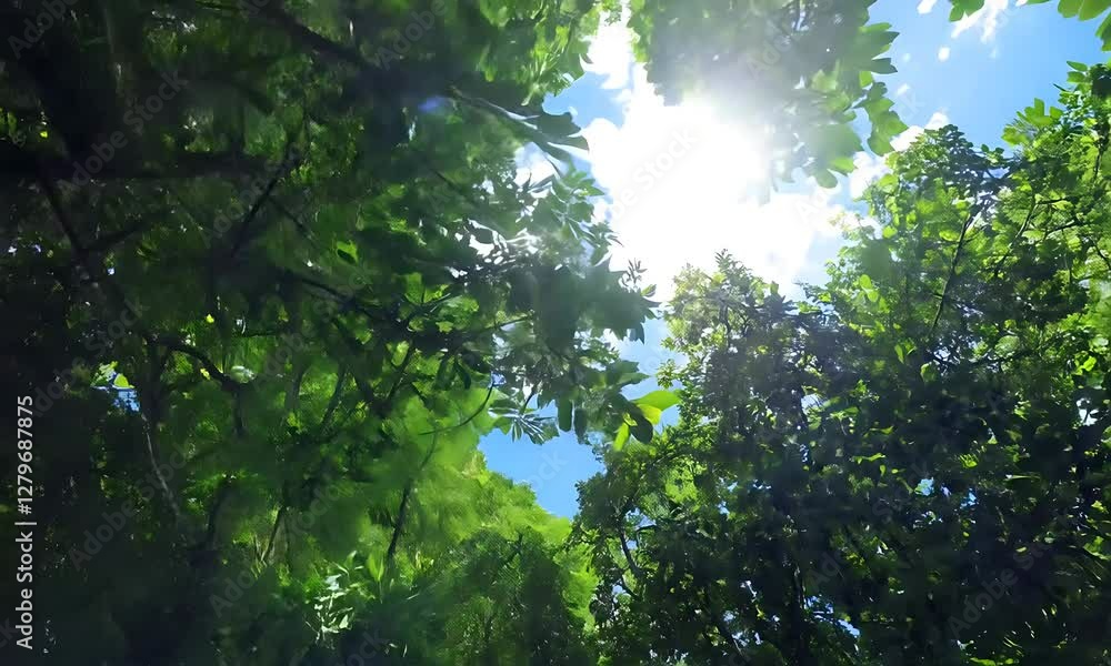sun rays through trees
