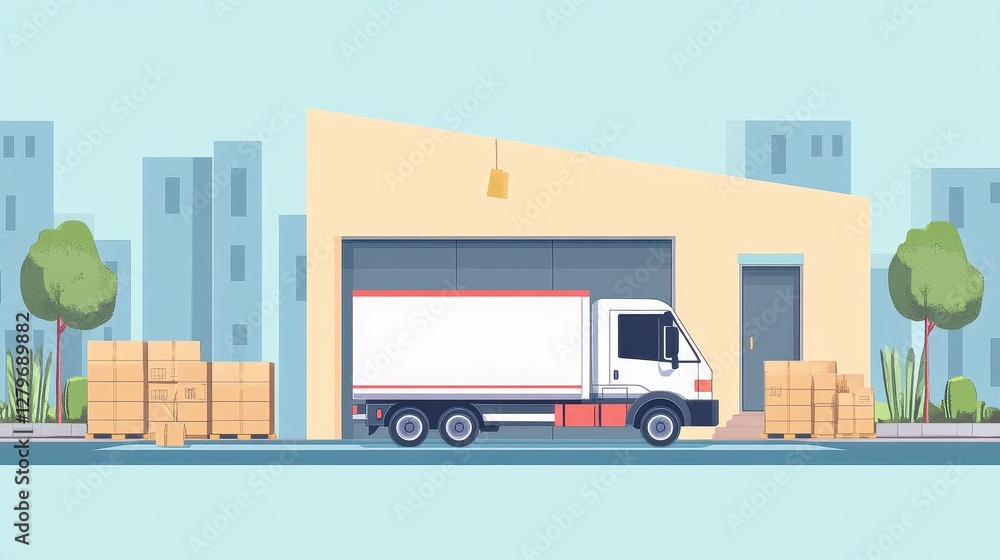 Obraz premium Stock distribution flat design front view delivery theme animation vivid.