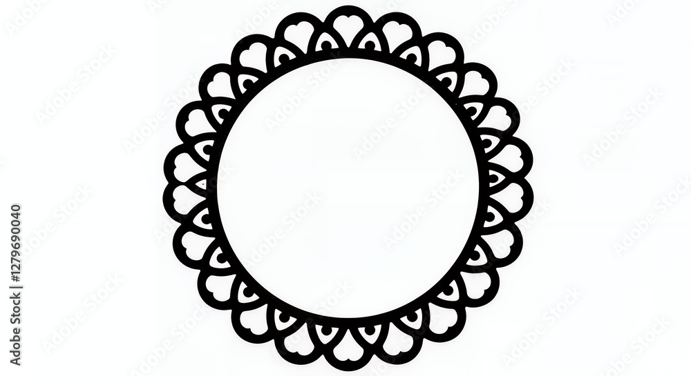 A decorative circular lace-like border design. A decorative circular lace-like border design.