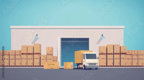 Stock distribution flat design front view delivery theme animation vivid. photo