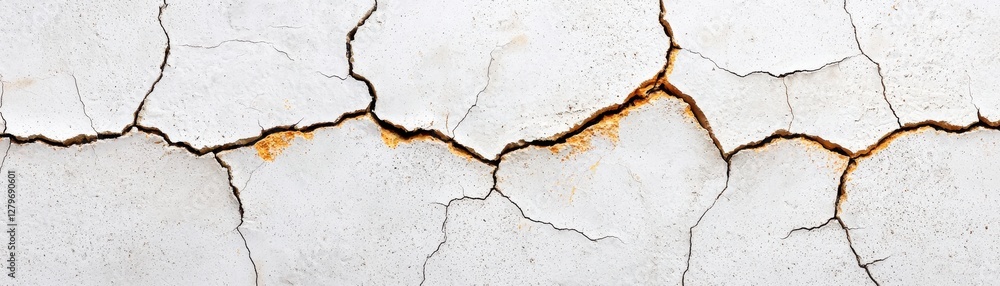 Fototapeta premium Detailed Close-Up of Cracked White Surface with Texture and Natural Patterns for Background and Design Use