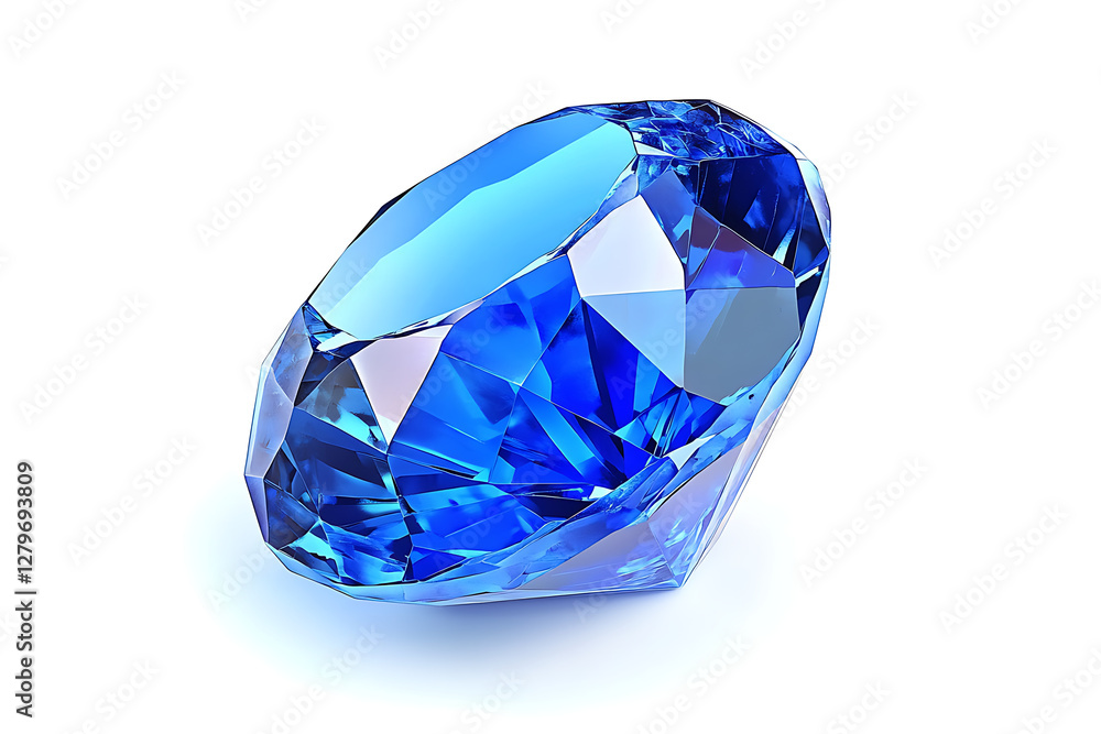 A sparkling blue gemstone with multiple facets reflecting light. A sparkling blue gemstone with multiple facets reflecting light.