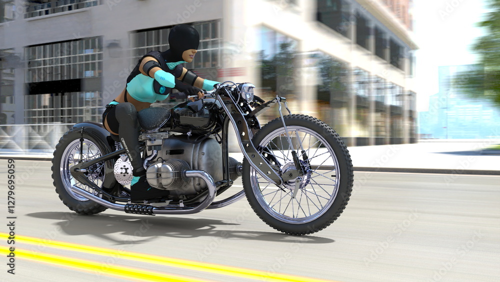 Fototapeta premium スーパーウーマンライダー 3DCGレンダリング