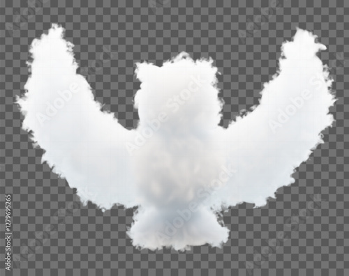 Vector drawing of clouds in the form of a bird, owl. Soft lines and smooth gradients create a feeling of lightness and airiness, ideal for fantasies and creative projects.