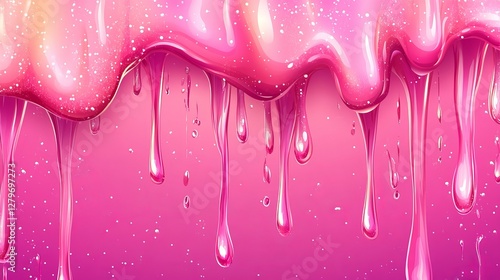 Wallpaper Mural A vibrant pink slime vector background featuring a glittering, dripping liquid texture--ideal for fantasy designs--set against a transparent backdrop Torontodigital.ca