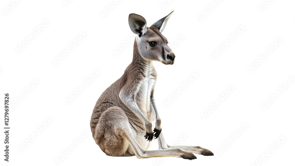 Fototapeta premium Kangaroo sitting calmly in a light background