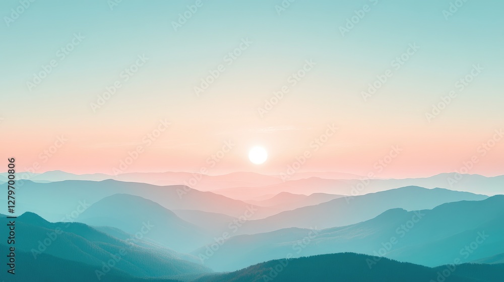 A glowing horizon over distant mountain ridges, soft pastel colors and vast open sky for text. A glowing horizon over distant mountain ridges, soft pastel colors and vast open sky for text.
