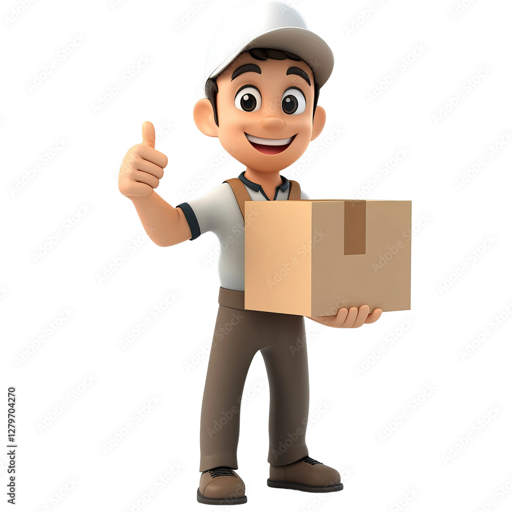 funny cartoon delivery isolated on white background funny cartoon delivery isolated on white background
