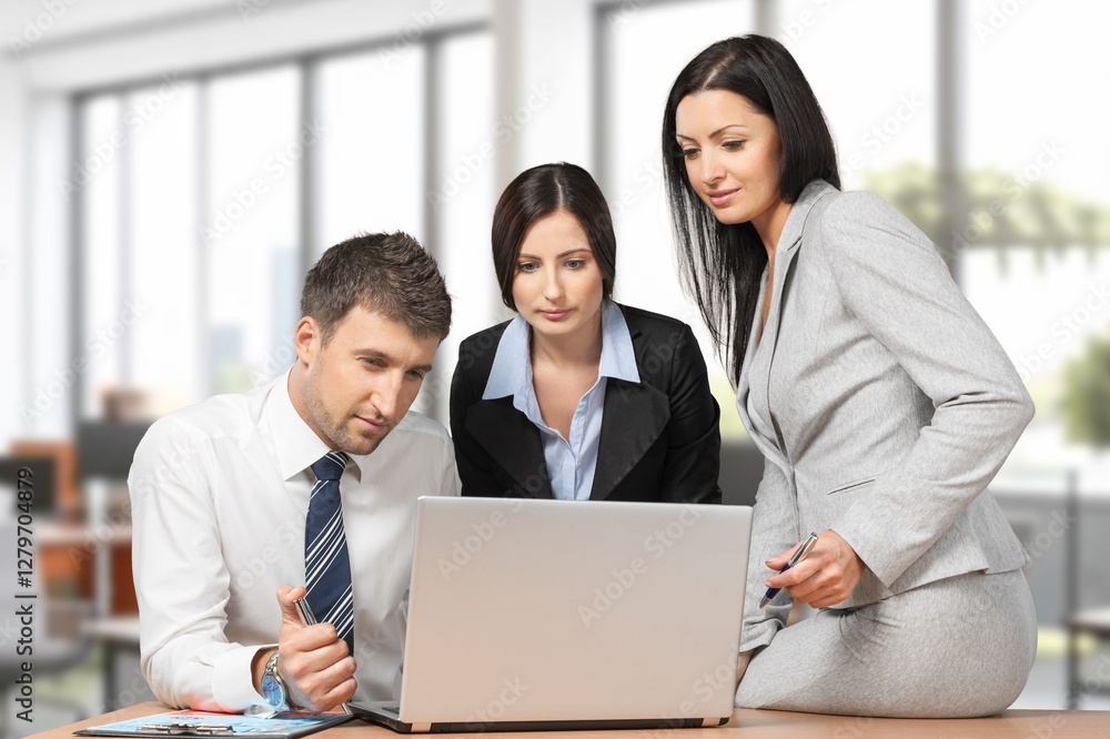 Business people team at meeting for company report. Business people team at meeting for company report.
