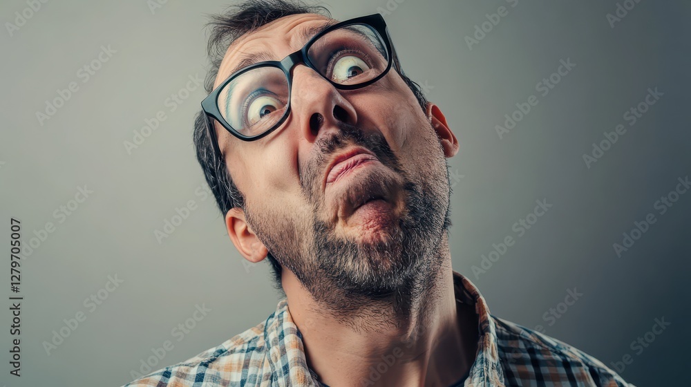 Fototapeta premium Man with exaggerated funny face