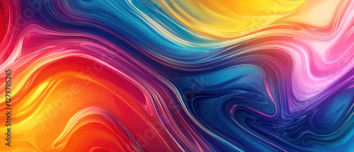 Wallpaper Mural An Abstract rainbow fluid simulation creates swirling patterns with vibrant colors and smooth textures, evoking sense of movement Torontodigital.ca
