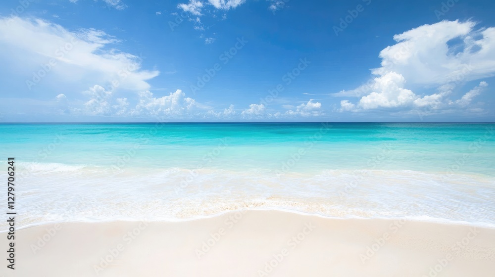 A serene beach scene with the open sea in the background, soft white sand and a clear horizon. A serene beach scene with the open sea in the background, soft white sand and a clear horizon.