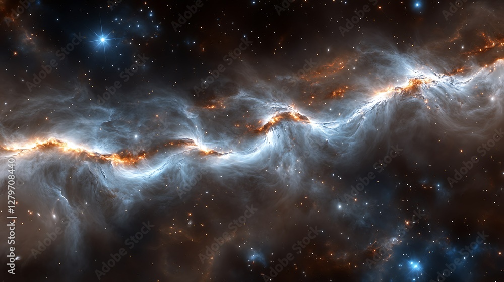 Obraz premium Space Nebula, Cosmic Cloud, Stellar Formation, Celestial Landscape, Artistic Representation