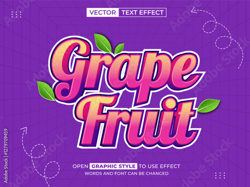 grape fruit editable text, font effect, 3d text for title