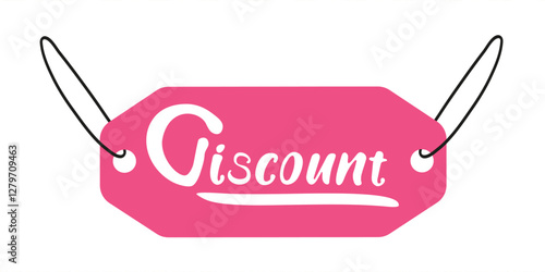 Bright pink discount tag highlighting seasonal sale offerings for shoppers