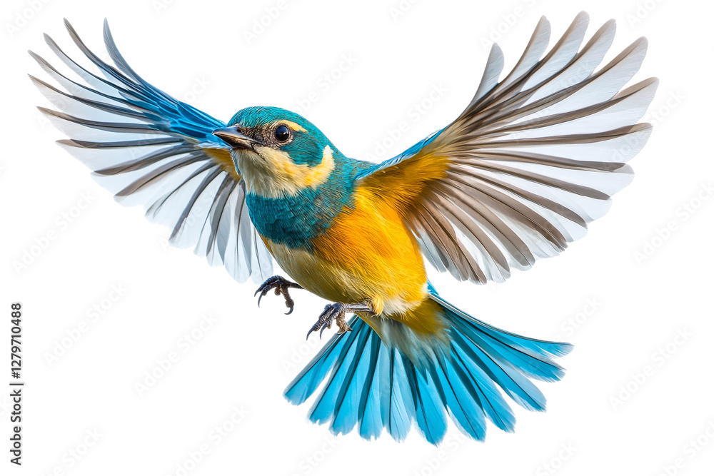 Fototapeta premium Vibrant bird in flight showcasing colorful plumage