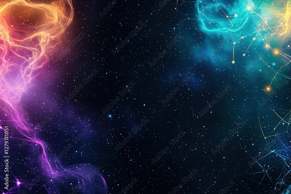 Quantum strings in space, glowing cosmic patterns, dark nebula backdrop, futuristic sci-fi aesthetic Quantum strings in space, glowing cosmic patterns, dark nebula backdrop, futuristic sci-fi aesthetic