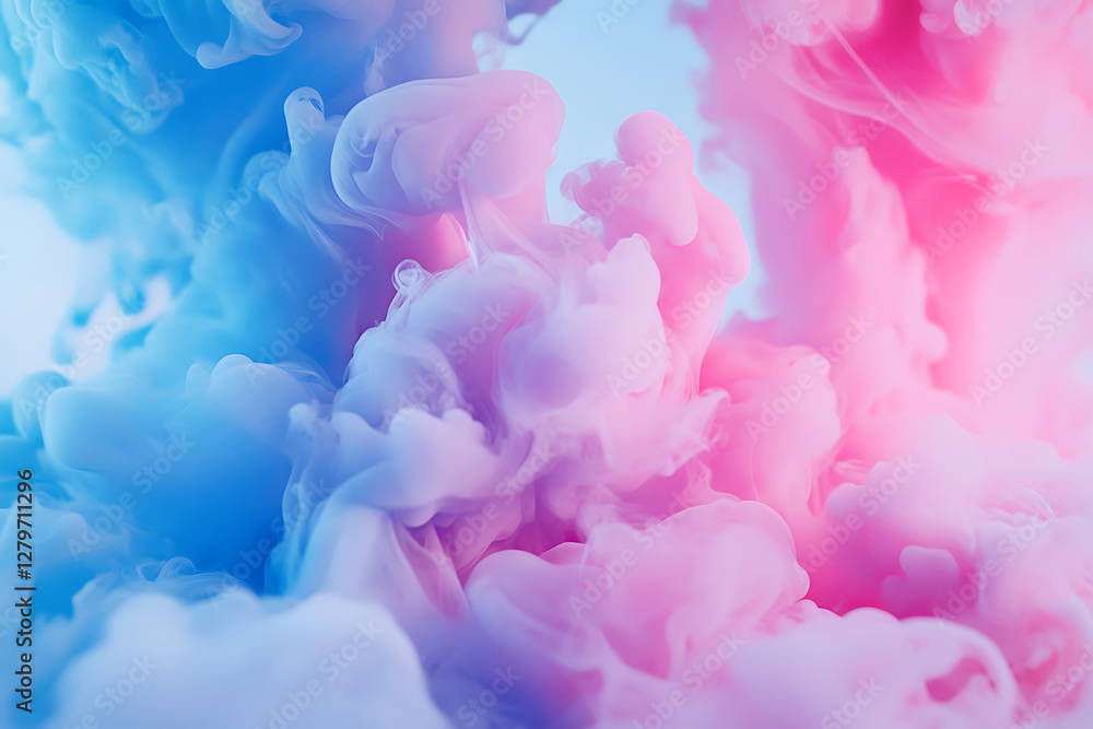 Obraz premium A colorful blend of pink and blue smoke creating an abstract visual effect.
