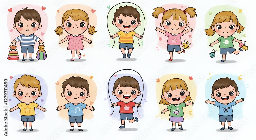 A colorful illustration of children in various playful poses, showcasing joy and creativity. A colorful illustration of children in various playful poses, showcasing joy and creativity.