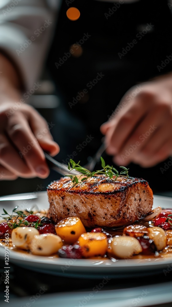 Crafting culinary art a chefs precision in gourmet preparation