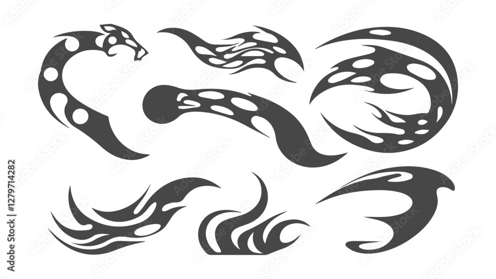 Obraz premium Hand drawn tribal tattoo border elem