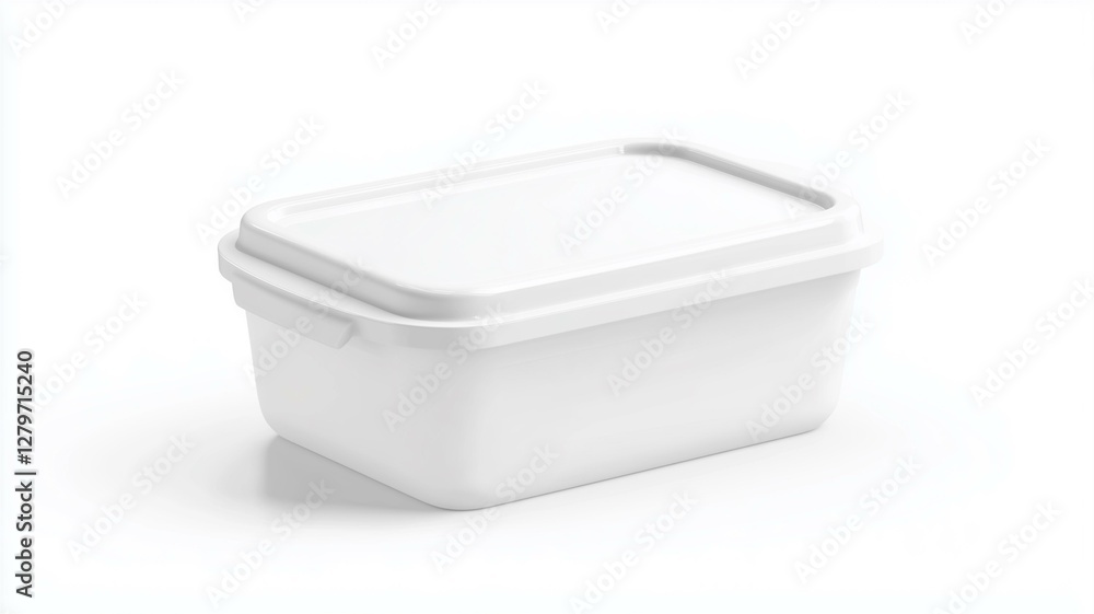 Ultra-realistic image of a white plastic sandwich container with a secure lid, isolated on a white background
Ultra-realistic image of a white plastic sandwich container with a secure lid, isolated on a white background