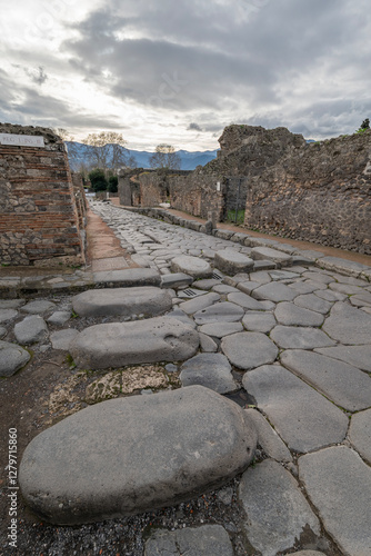 Pompeii the ancient Roman city affected by the eruption of Mount Vesuvius near Naples Italy