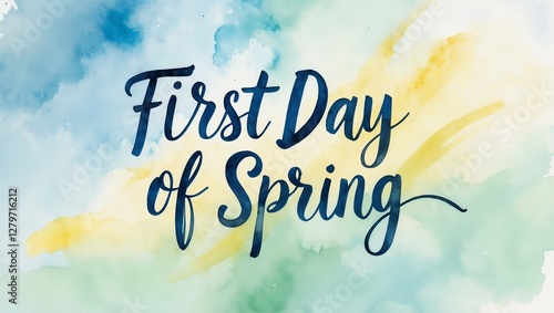First Day of Spring Watercolor Design in Soft Pastel Colors