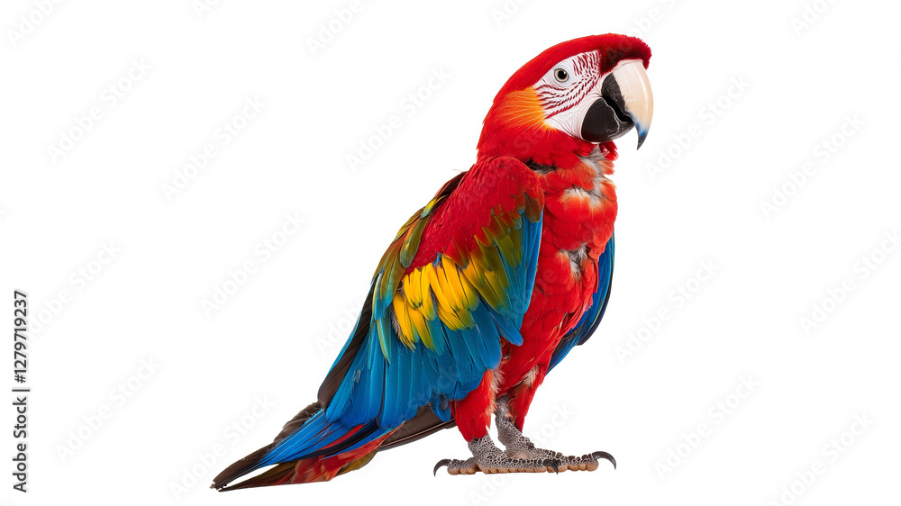 Fototapeta premium Colorful parrot perched on a branch indoors
