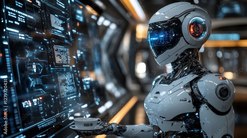 Robotic interaction with digital interfaces futuristic setting technology display high-tech environment close-up view ai innovation Robotic interaction with digital interfaces futuristic setting technology display high-tech environment close-up view ai innovation