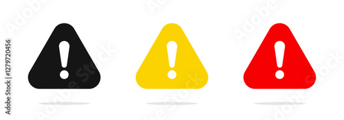 Exclamation marks. Caution alarm set, danger signs. Attention symbols. Warning and attention icons.